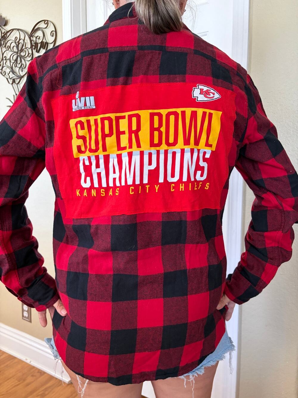 Kansas City Chiefs Upcycled Flannel Shirt Unisex Medium M